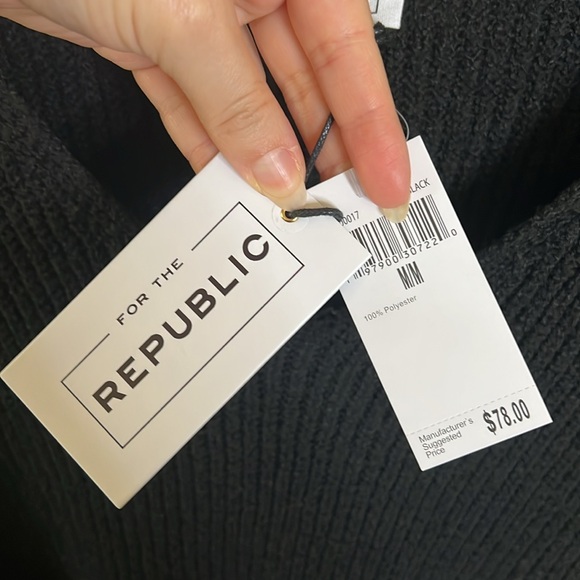 For the Republic Black Knit Sweater Womens Size Medium Fall Winter Casual Cozy - Picture 8 of 13